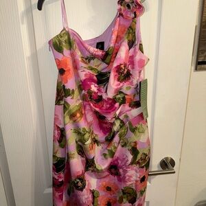JH Evenings Pink Off Shoulder Pink Roses Flowers Size 16 $89 U15